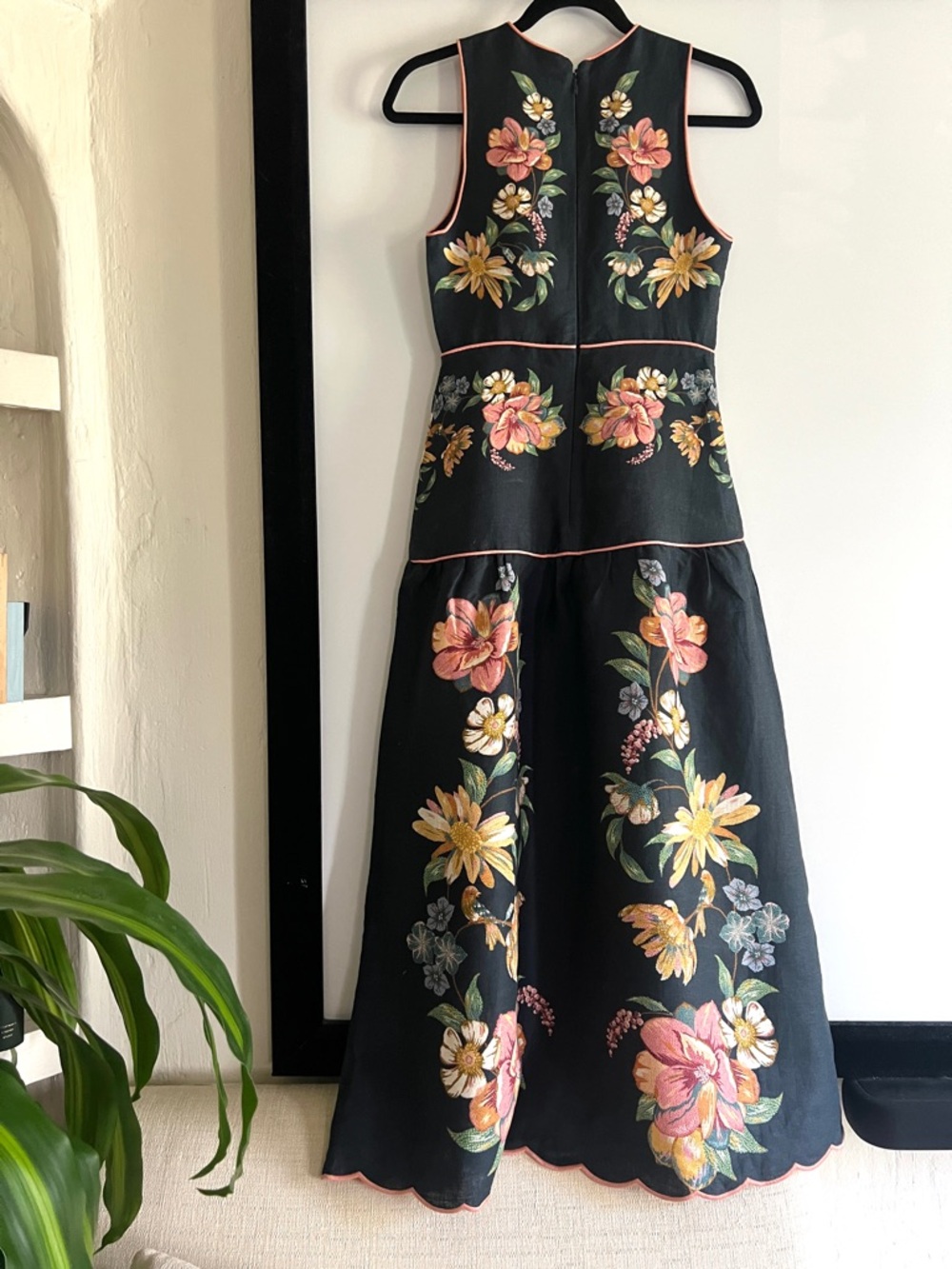 FARM Rio Maira Floral Dark Blue Linen Midi Dress Size XS NWT - Picture 5 of 16